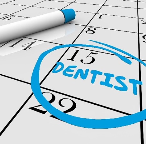 Dentist appointment circled on a calendar 